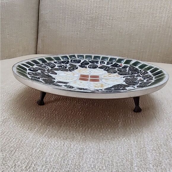 Vintage Mosaic Tile 6" Footed Bowl Handmade by PM Israel - Picture 7 of 8